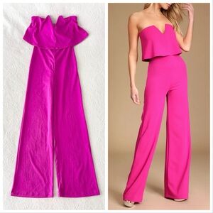 NWT Lulus Power of Love Magenta Strapless Jumpsuit Medium